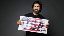 Load image into Gallery viewer, USA Painting Print on White Wood