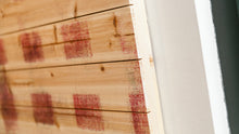 Load image into Gallery viewer, Bold Red Striped Flag Paint Print on Natural Pine Wood
